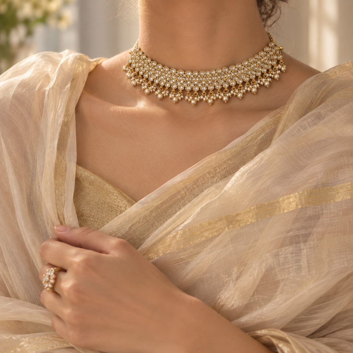 Golden Polki Royale Choker