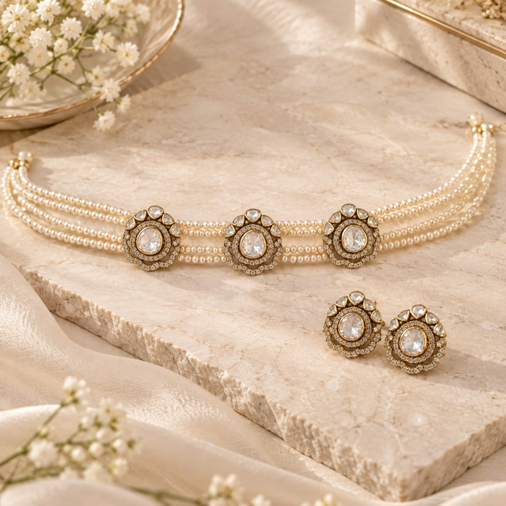 Aarika Pearl Halo Choker