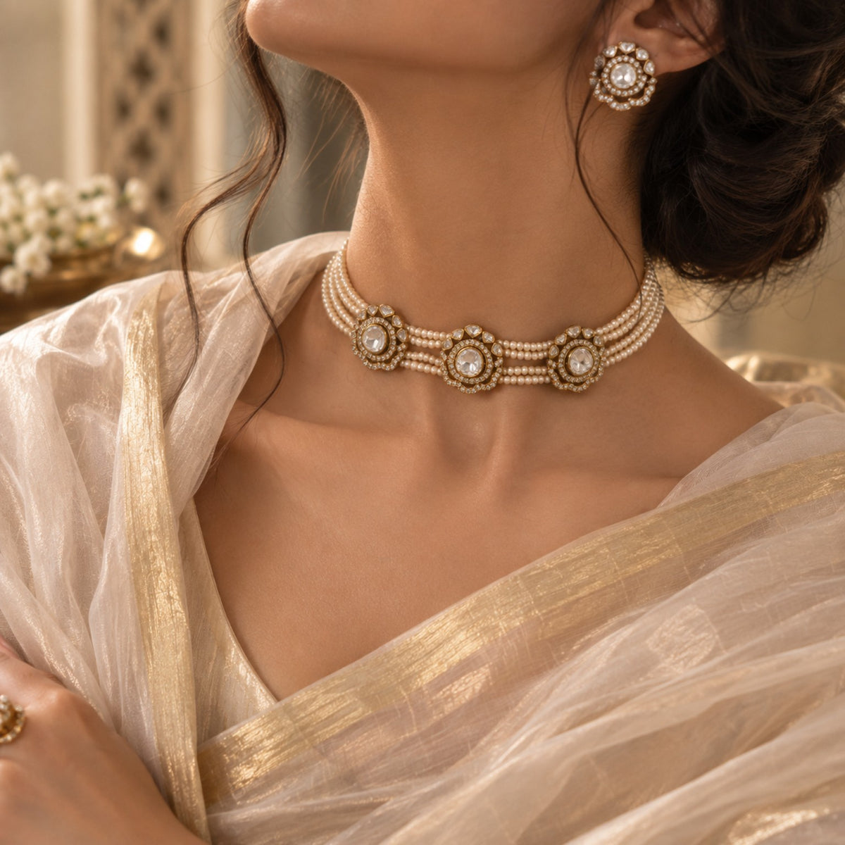 Aarika Pearl Halo Choker