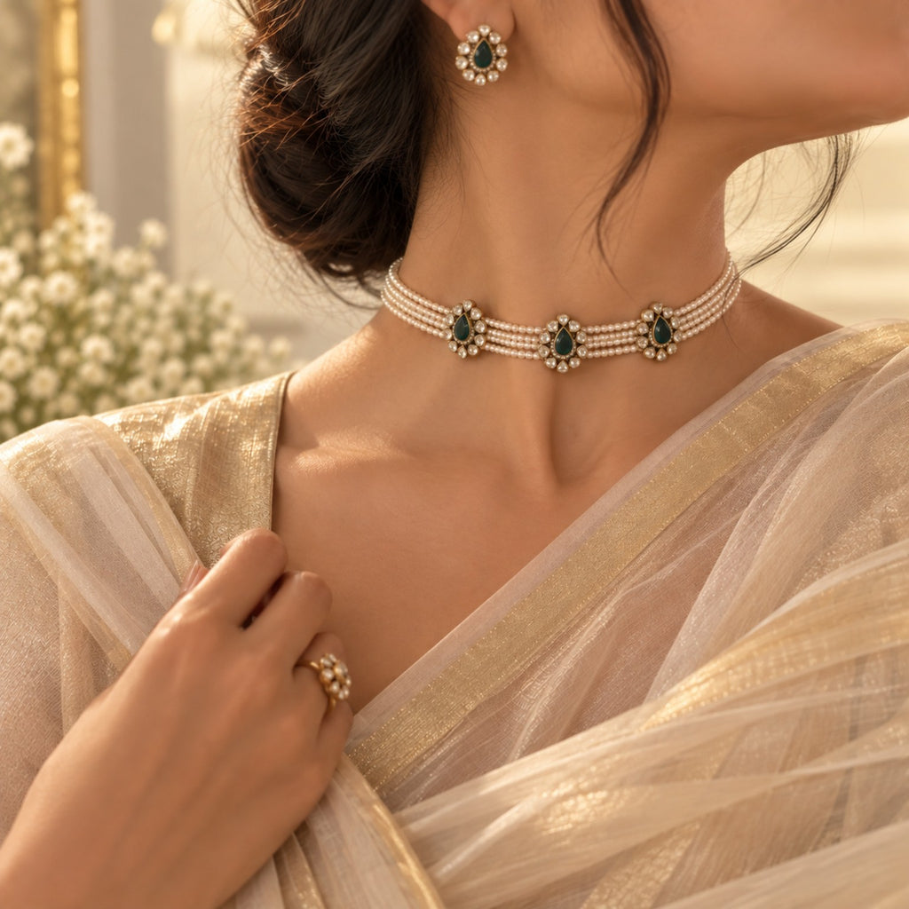 Aarika Emerald Pearl Choker