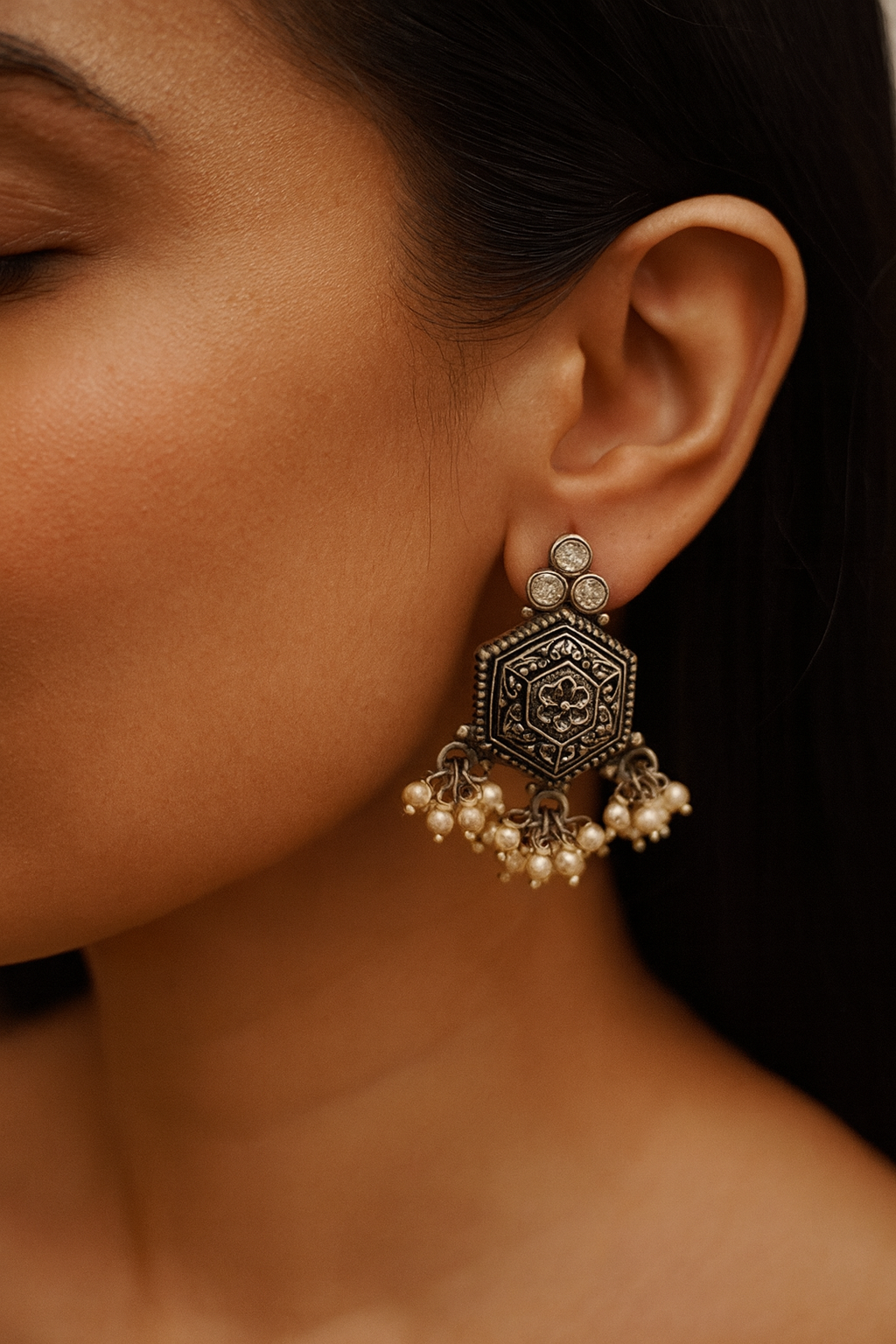 Aarvi Antique Pearl Drops