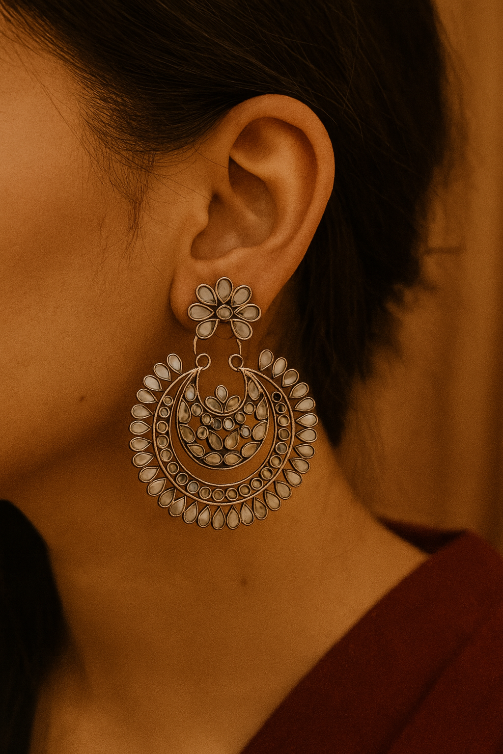 Moonlit Petal Chandbali