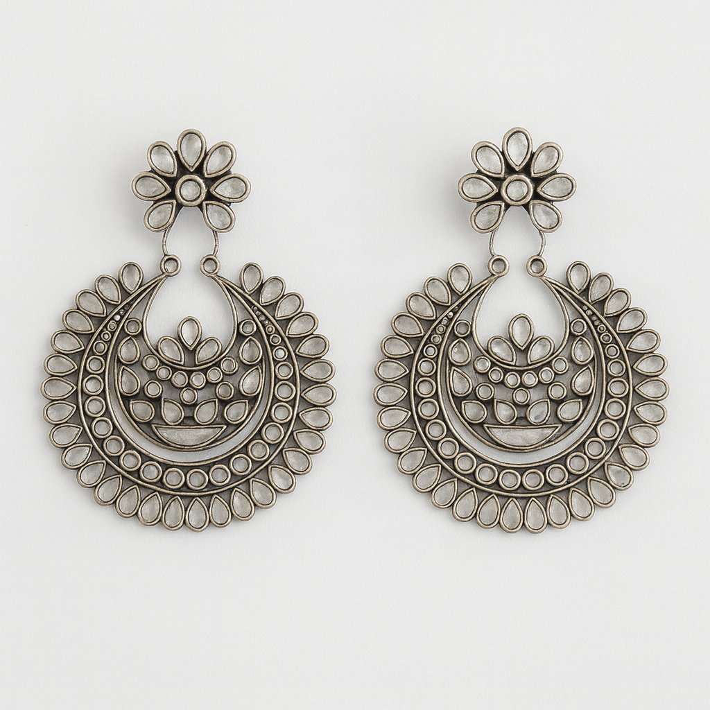 Moonlit Petal Chandbali