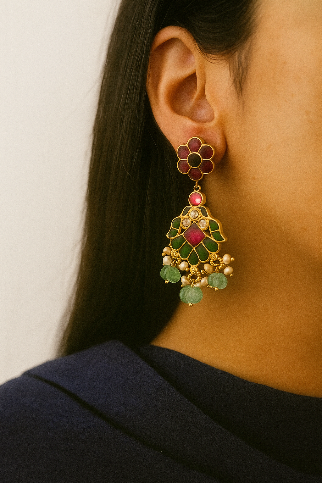 Gulmohar dangler Silver Earrings