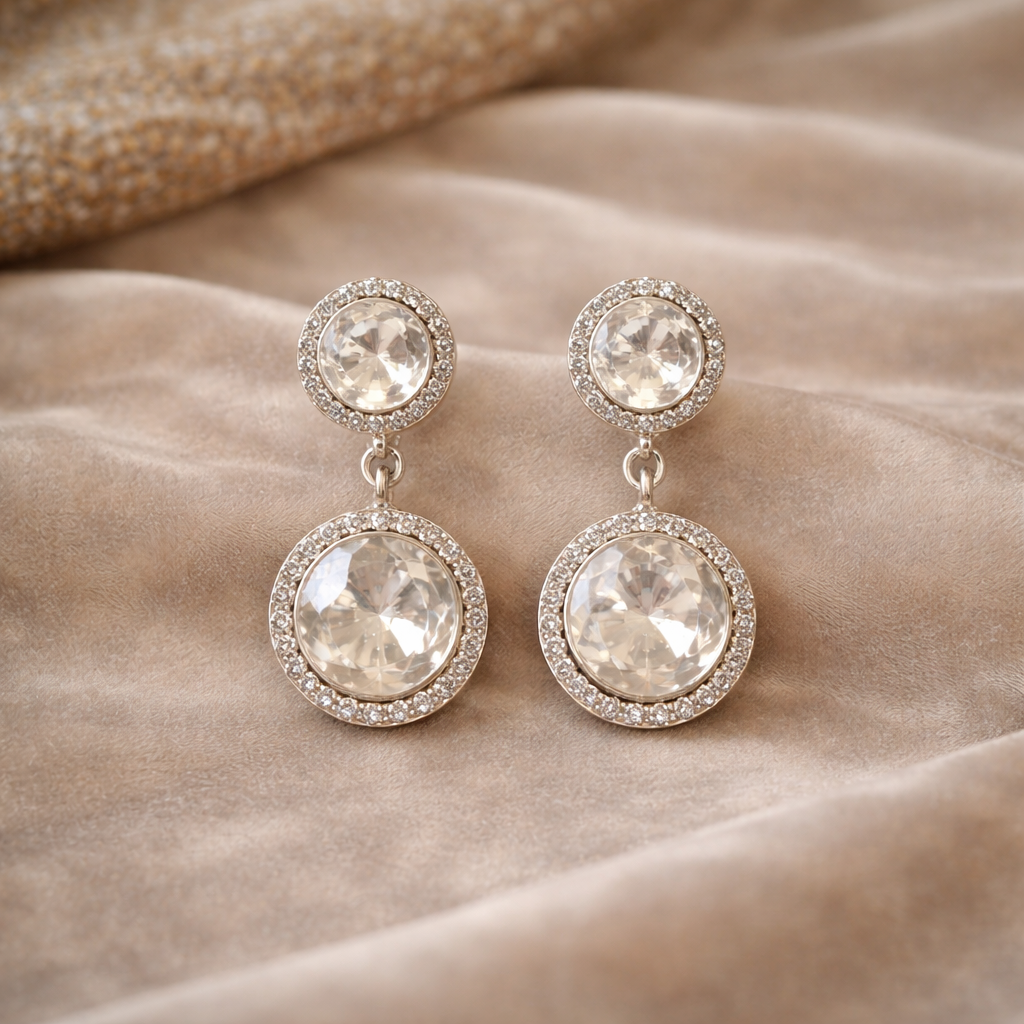 Celeste Halo Moissanite Drop Earrings