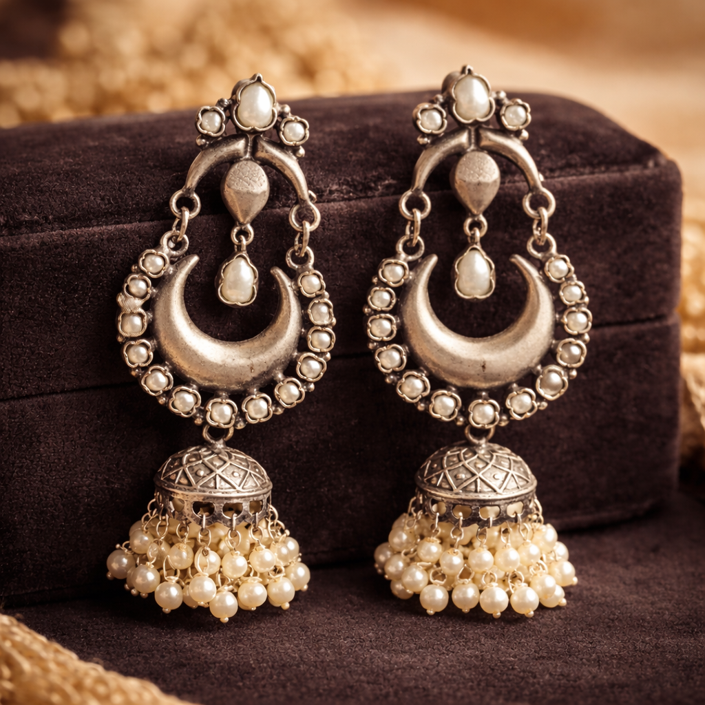 Chandra Pearl Jhumka Earrings