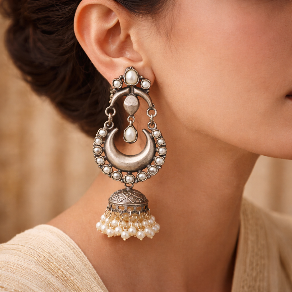 Chandra Pearl Jhumka Earrings