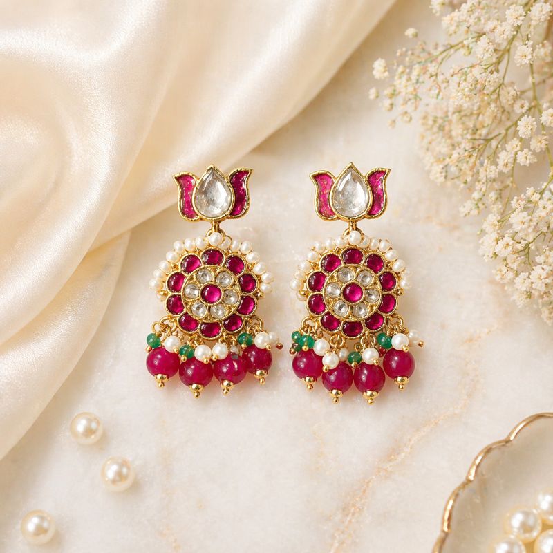 Rang Mahal Floral Drop Earrings