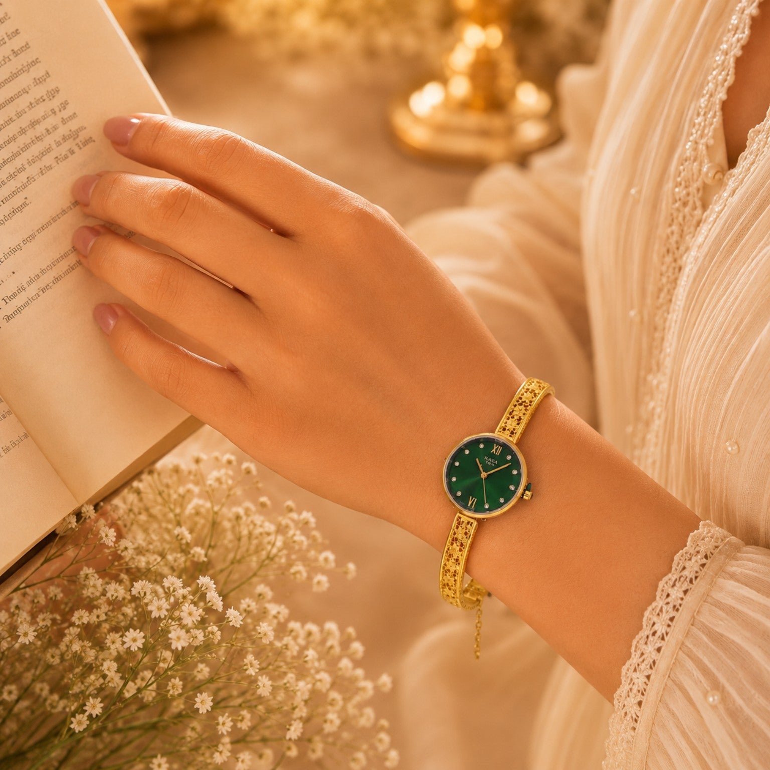 Vedyra Emerald Gold Watch