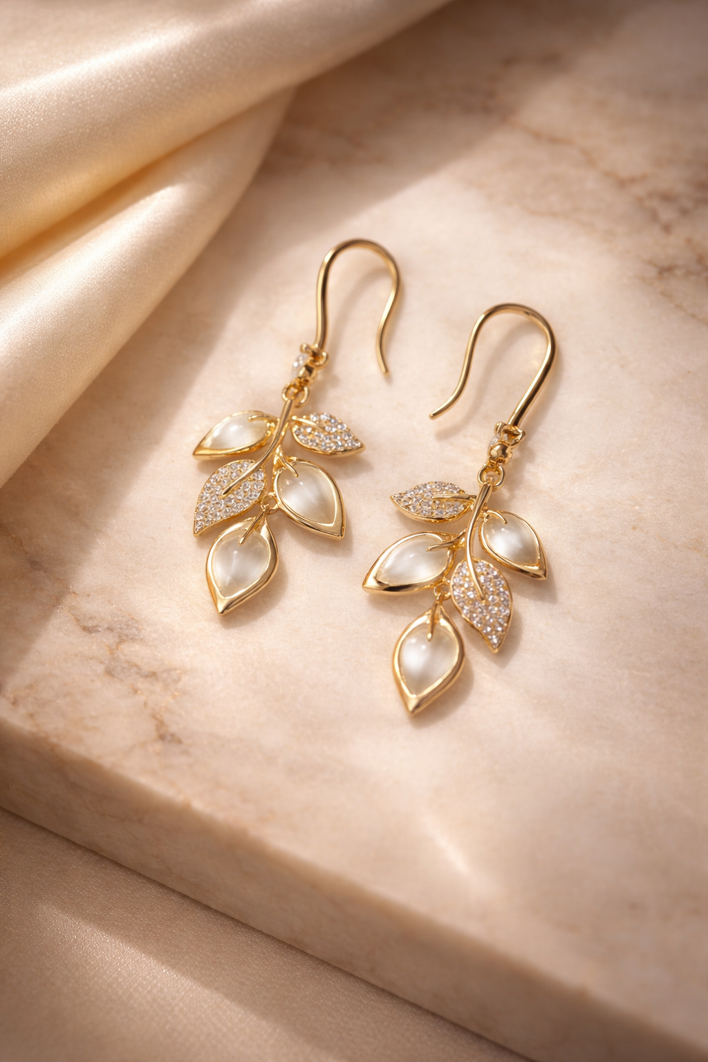 Ivory Vine Pearl Drop Hoop