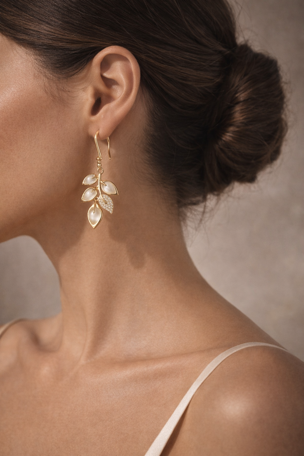 Ivory Vine Pearl Drop Hoop