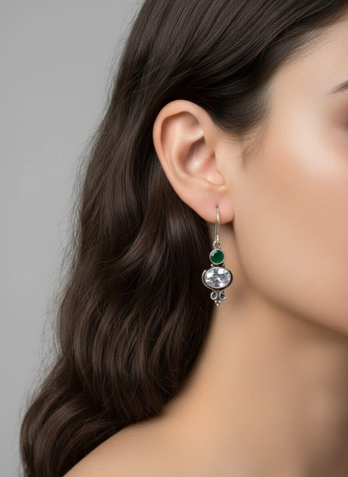 Emerald Muse Drop Hoop