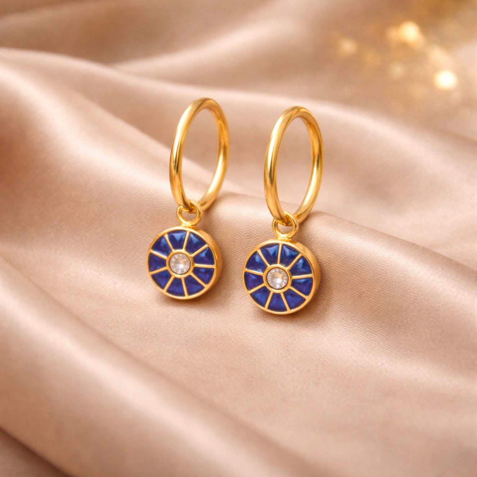 Sapphire Sunray Hoop