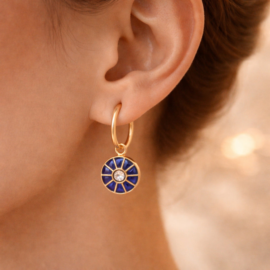 Sapphire Sunray Hoop