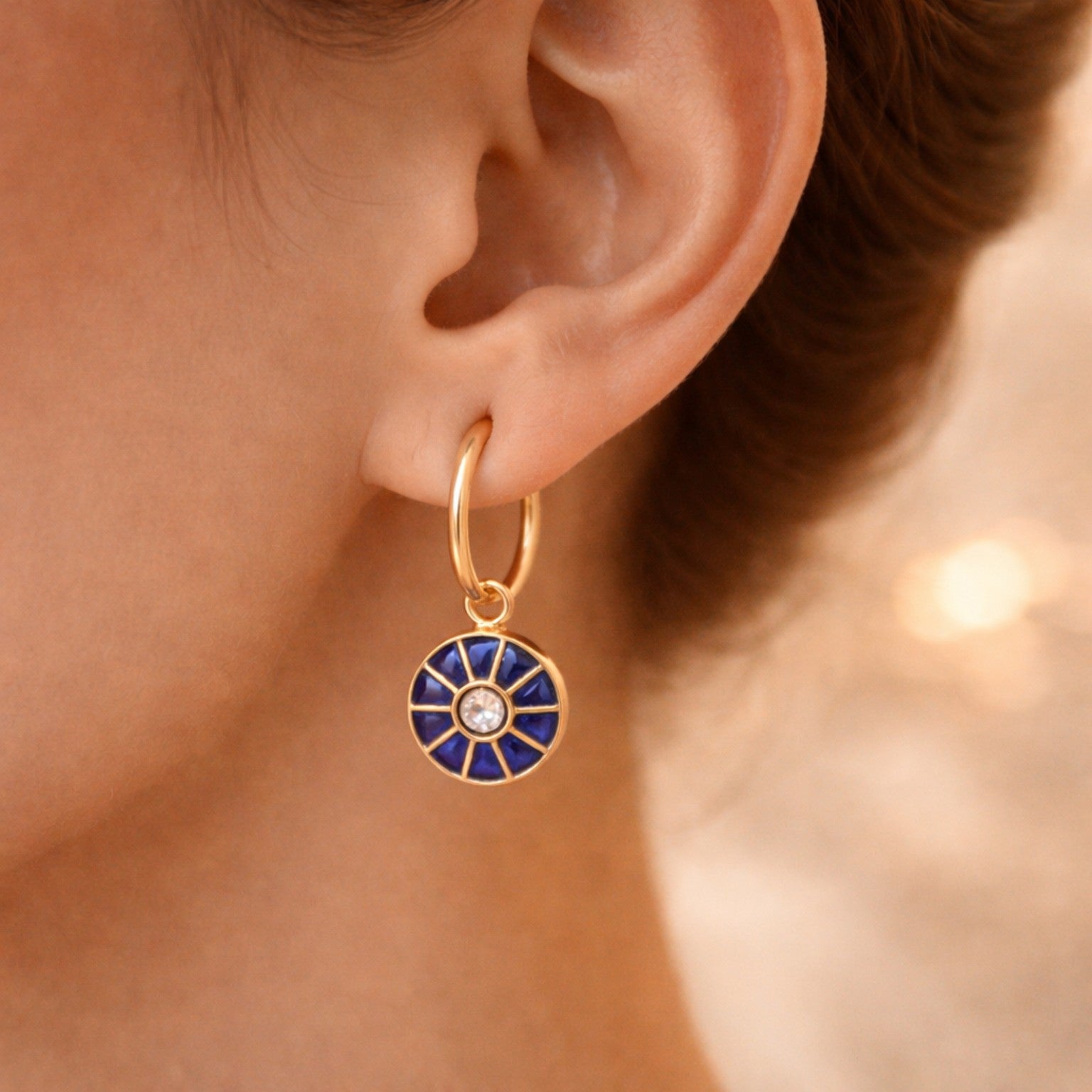 Sapphire Sunray Hoop