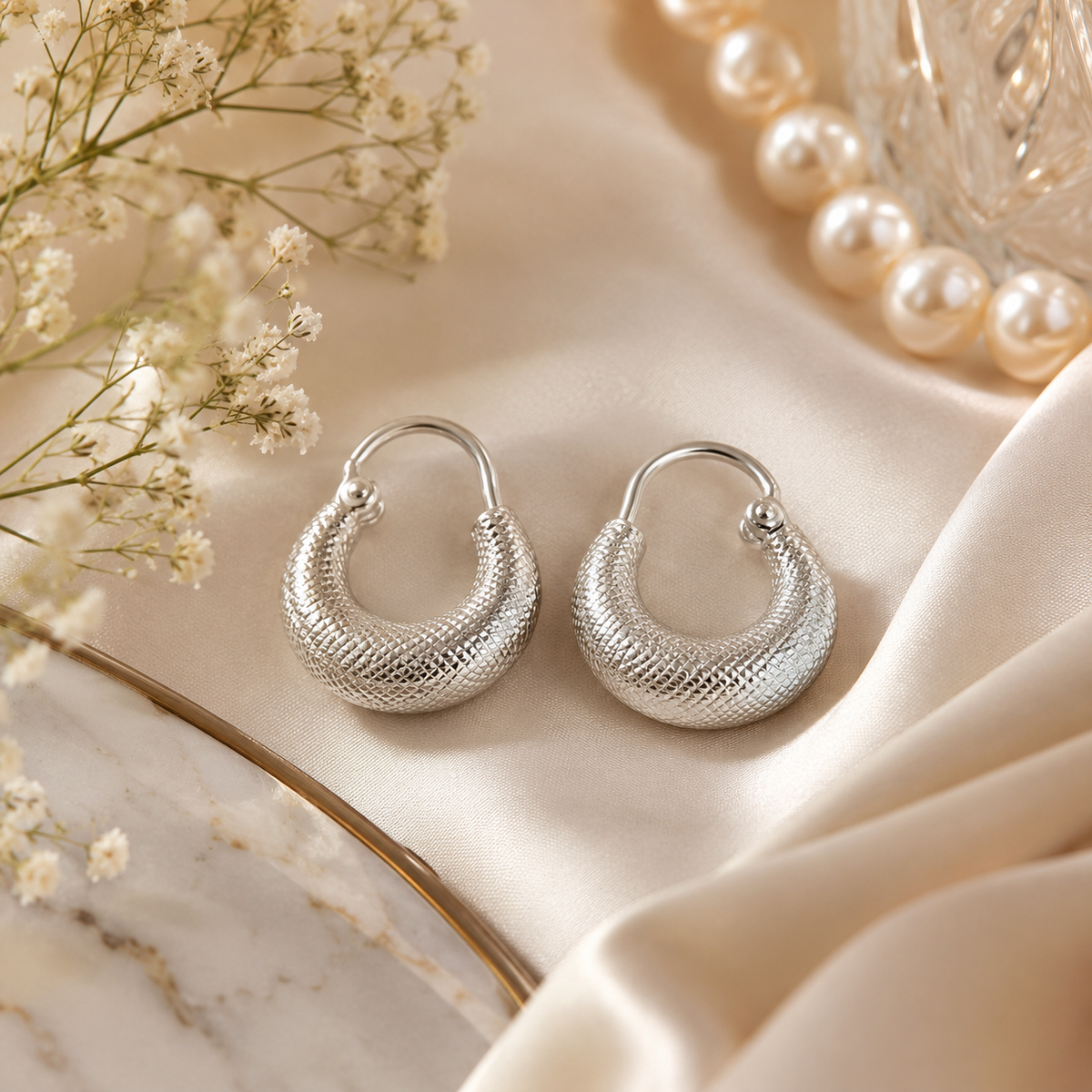 Aarini Silver Hoops