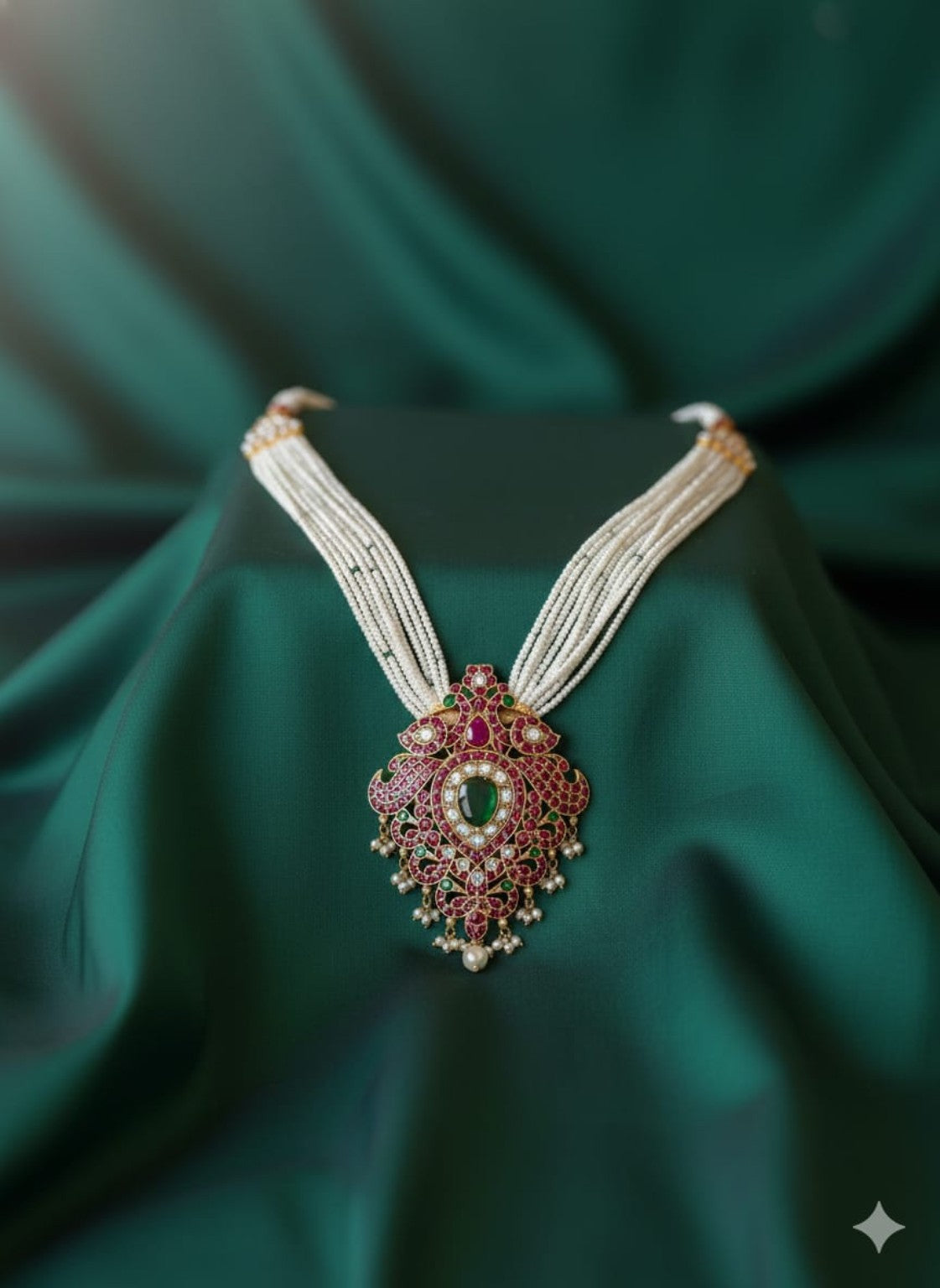 Emerald Rani Pearl Kundan Haram