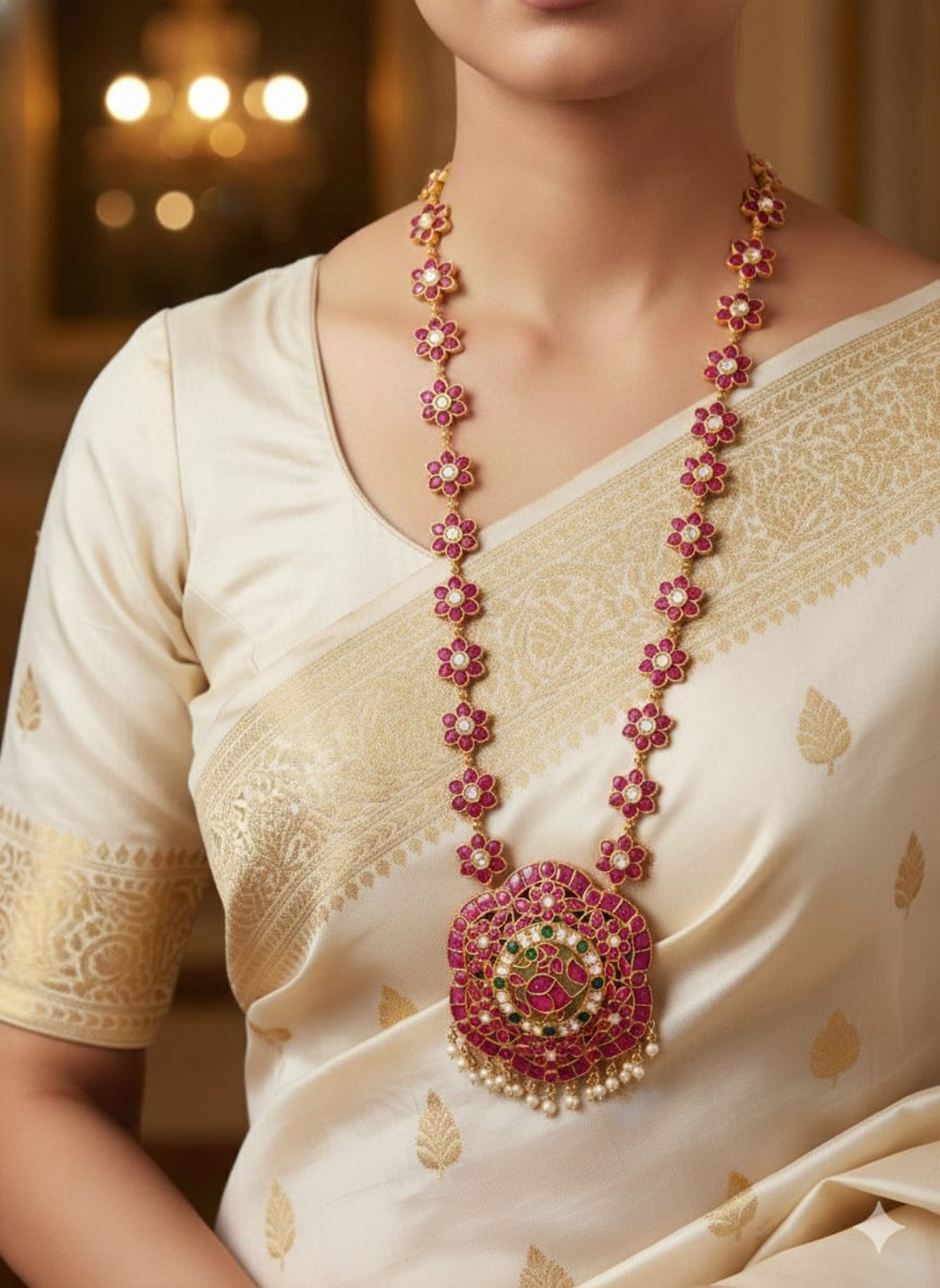 Ruby Floral Kundan Haram