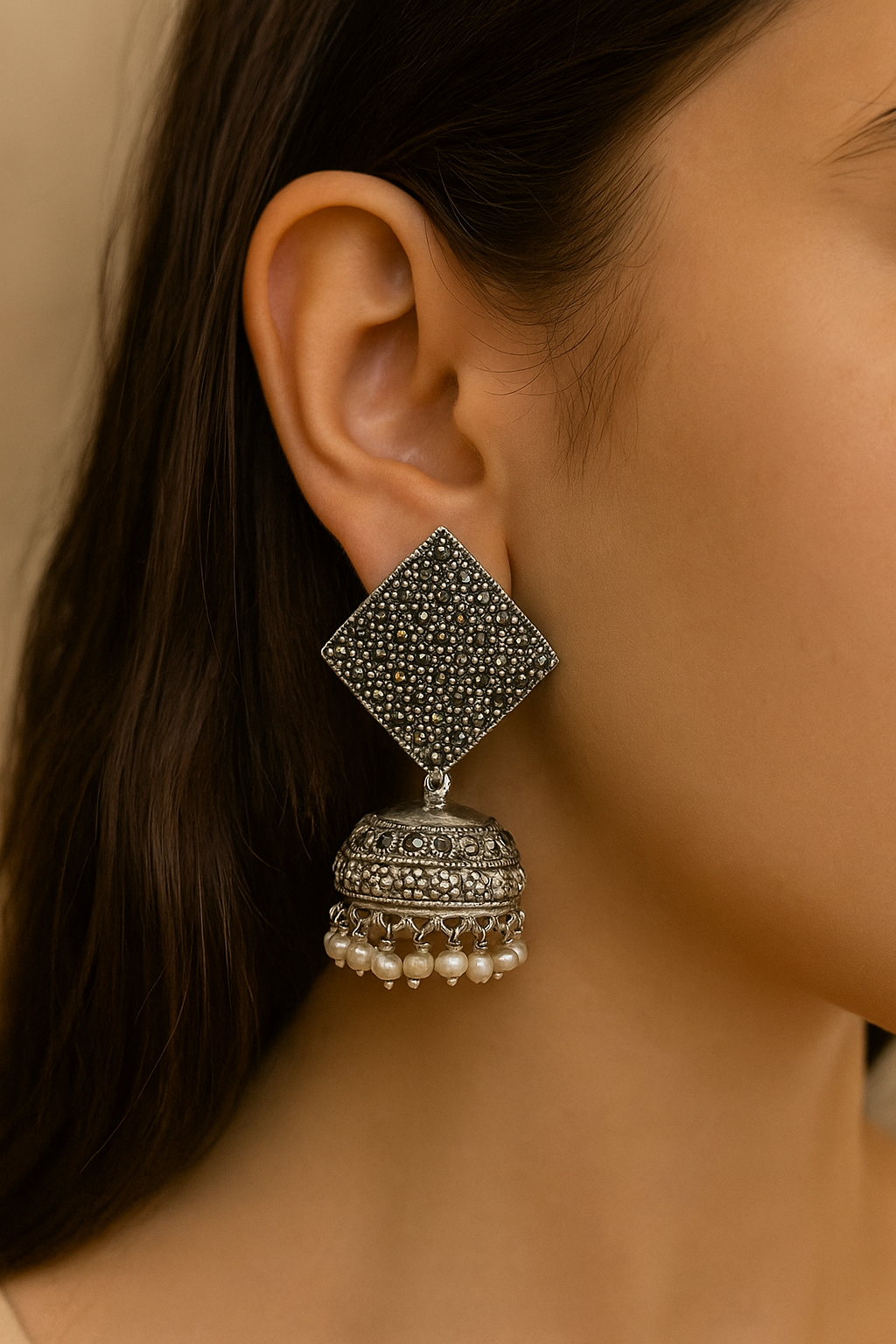 Antique Marcasite Jhumka
