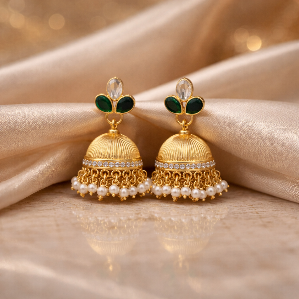 Emerald Noor Pearl Jhumkas