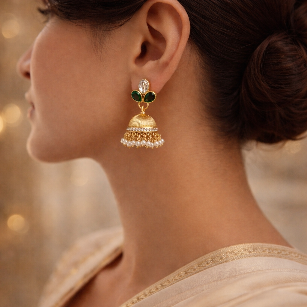 Emerald Noor Pearl Jhumkas