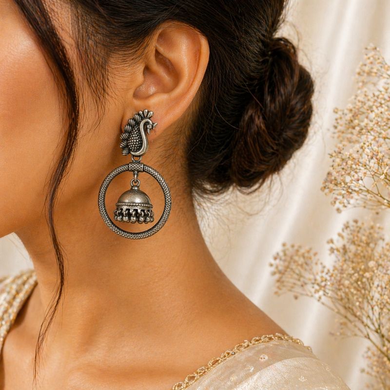 Mayur Chakra Jhumkas