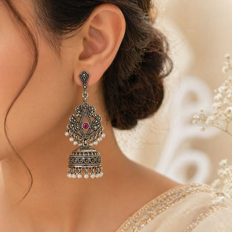 Aurelle Marcasite Jhumka