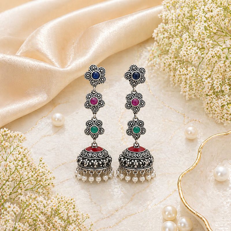 Trivara Marcasite Jhumka