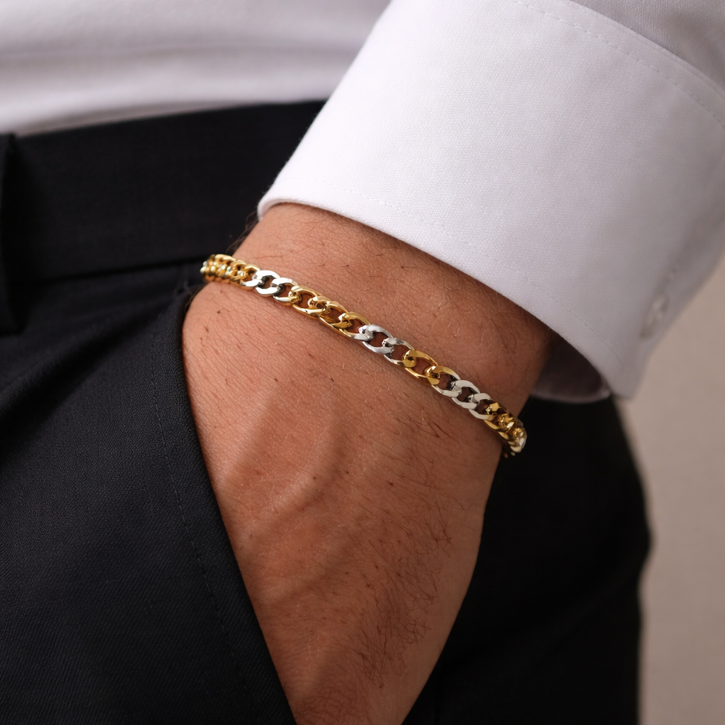 Dual Tone Figaro Men’s Bracelet