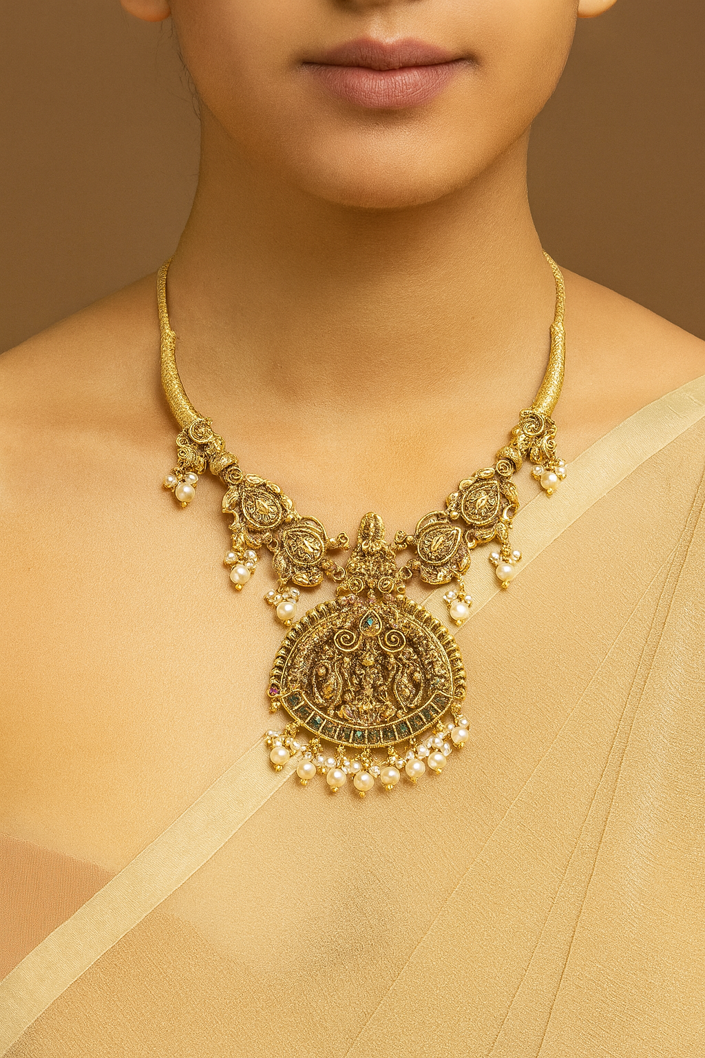 Divine Lakshmi Temple Necklace