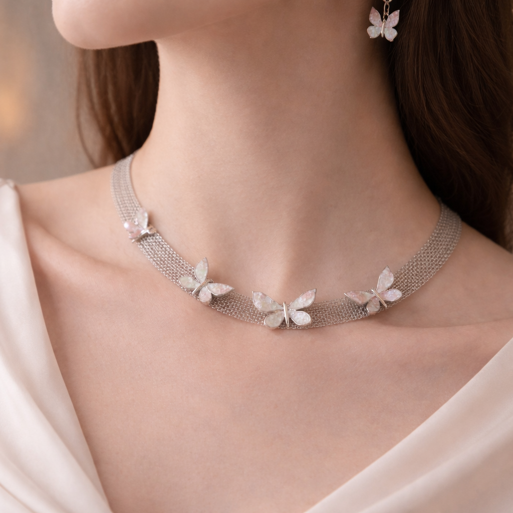 Ethereal Butterfly Mesh Necklace Set