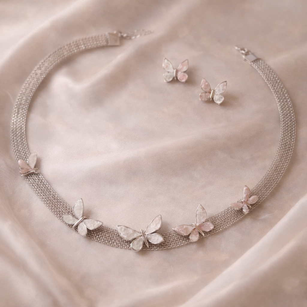 Ethereal Butterfly Mesh Necklace Set