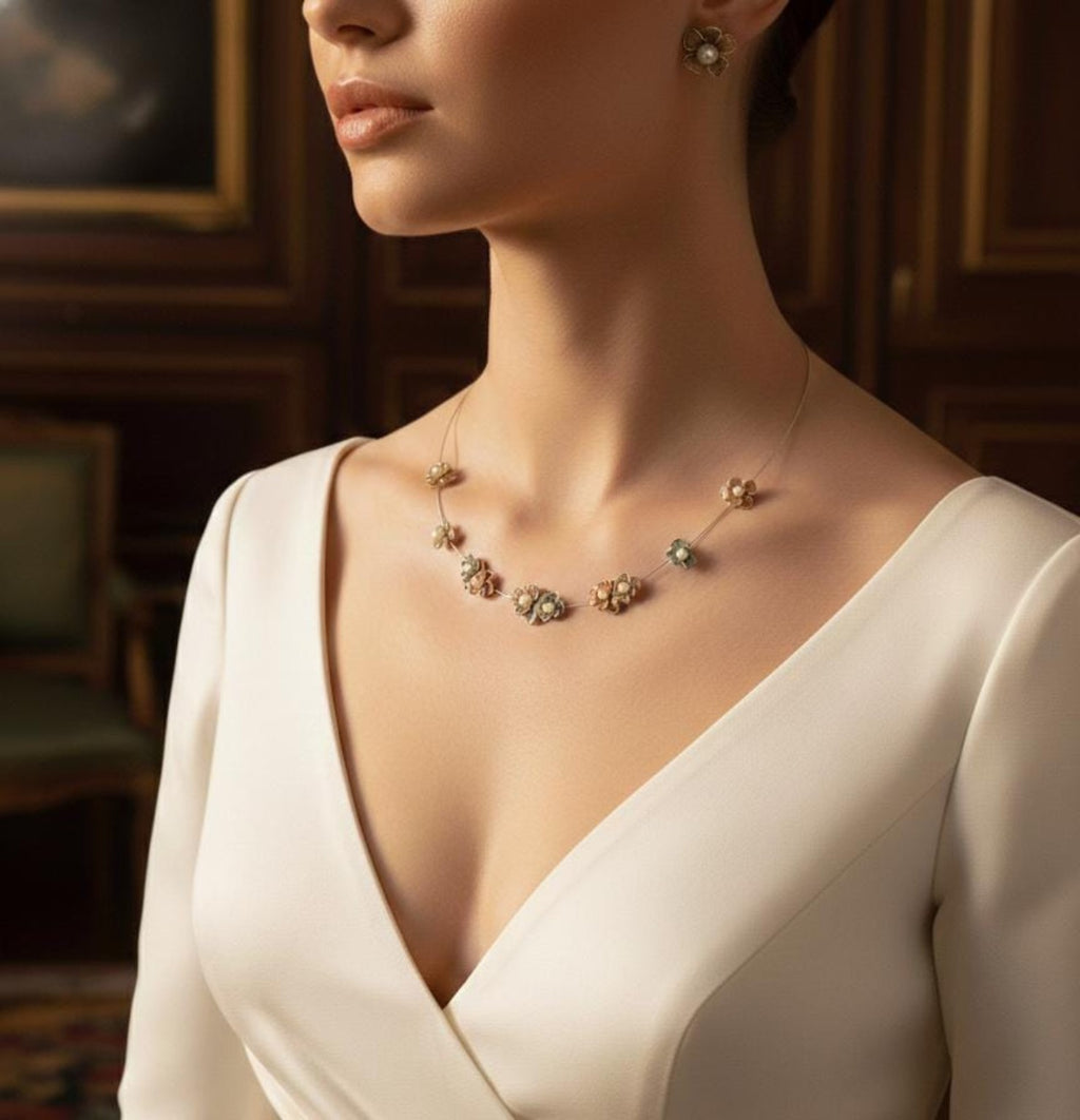 Blossom Whisper Silver Necklace Set