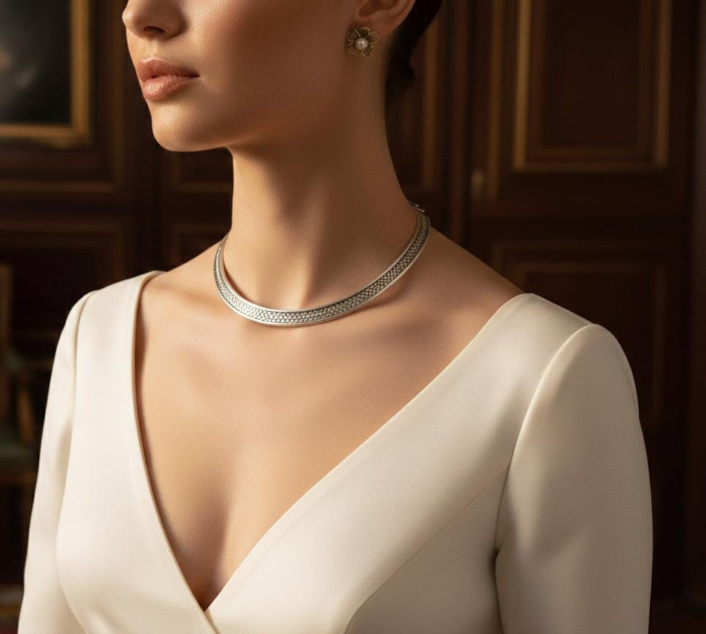 Aurelia Weave Silver Torque Necklace