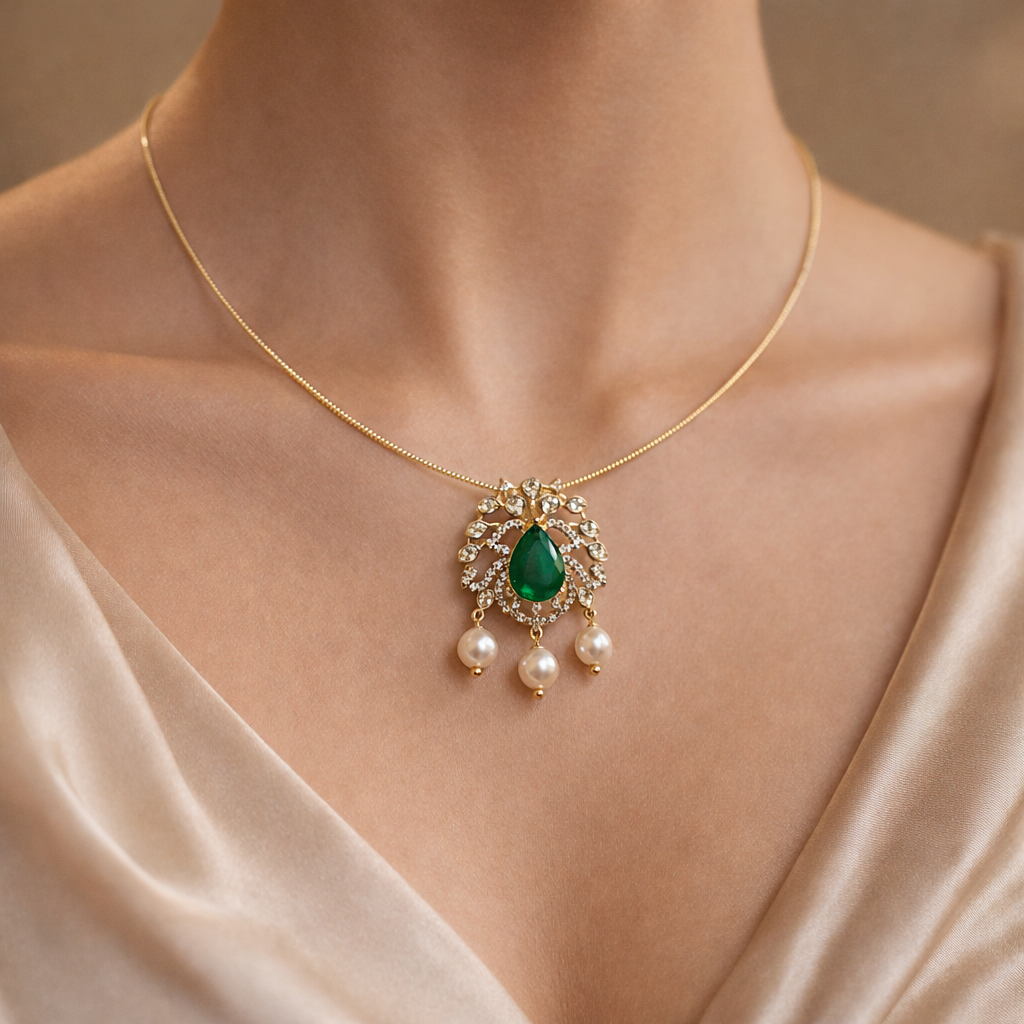 Emerald Pearl Grace Necklace