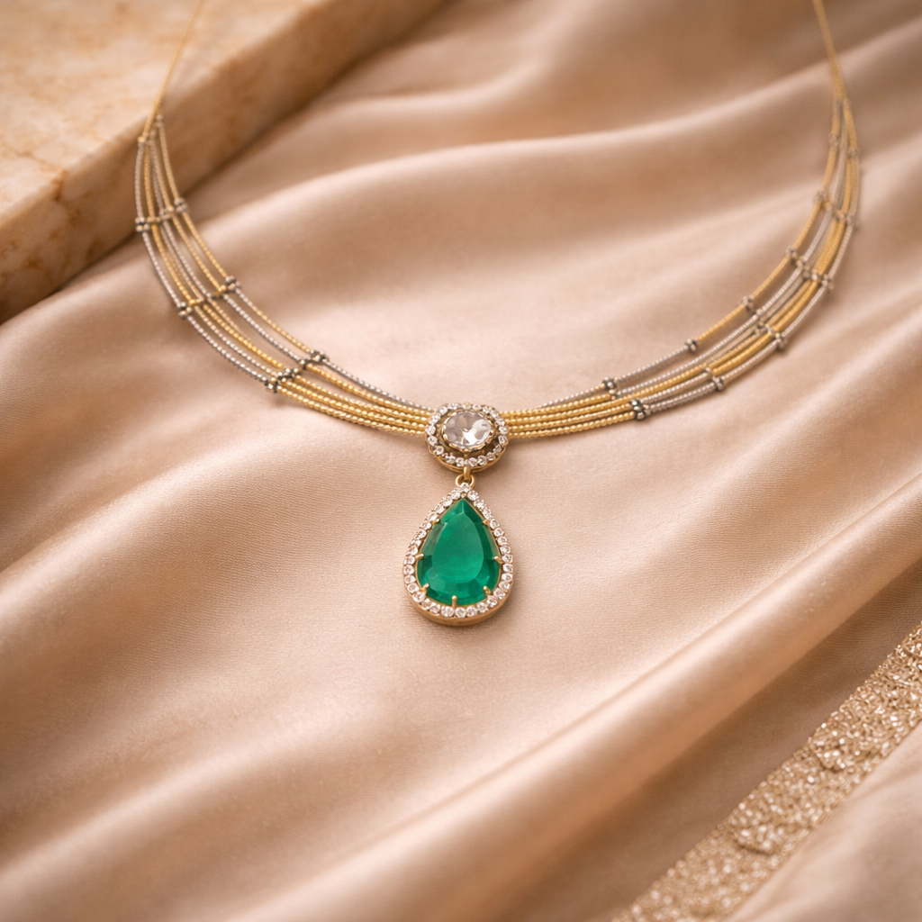 Emerald Drop Harmony Necklace