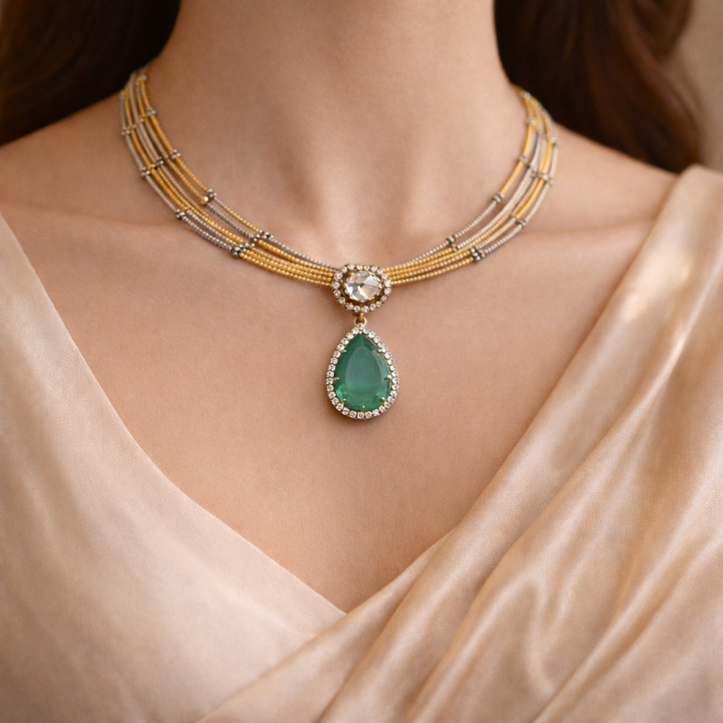 Emerald Drop Harmony Necklace