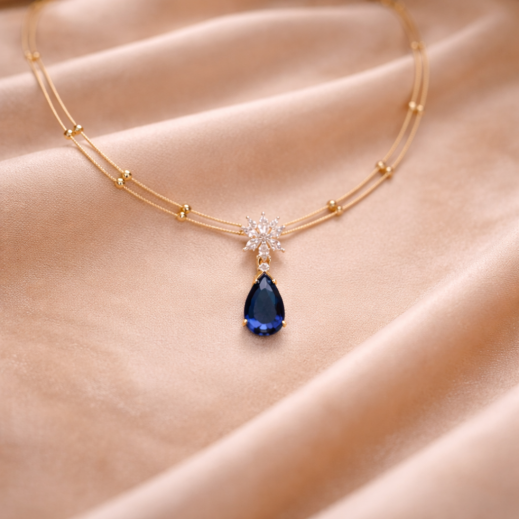 Sapphire Star Drop Necklace Set