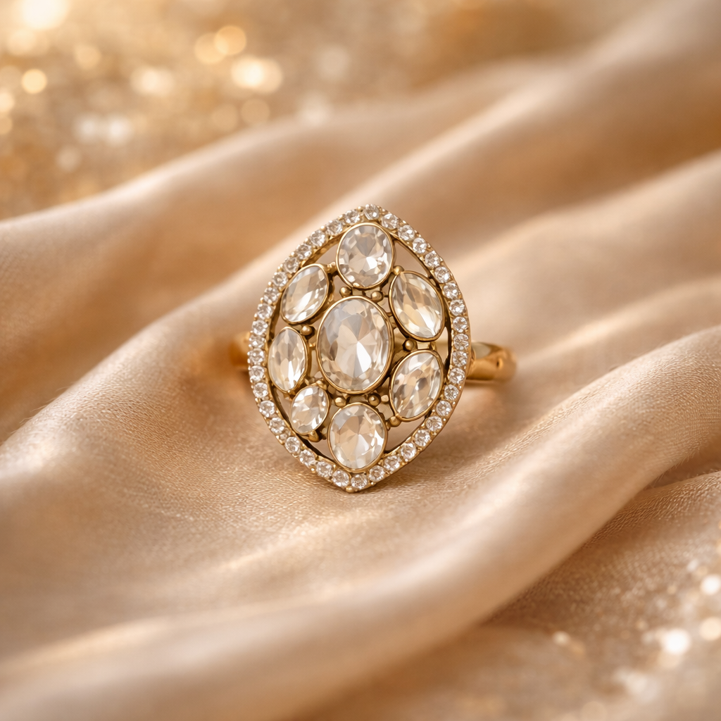 Oval Polki Cluster Ring