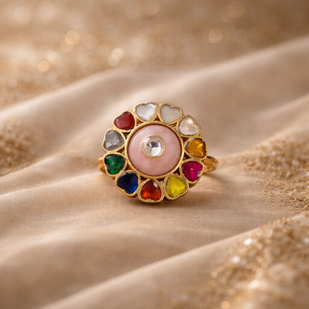Navratna Rosé Bloom Ring