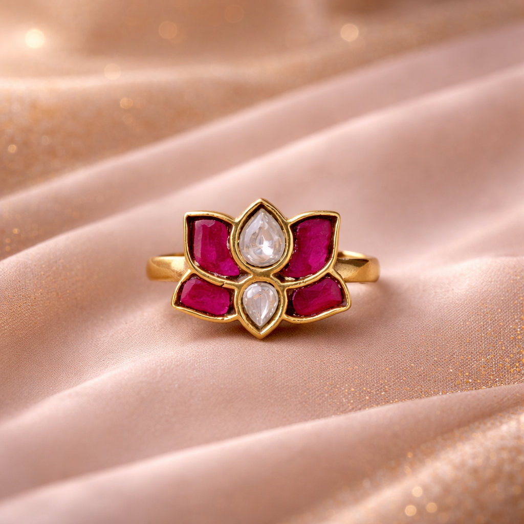 Padma Noor Pink Kundan Ring
