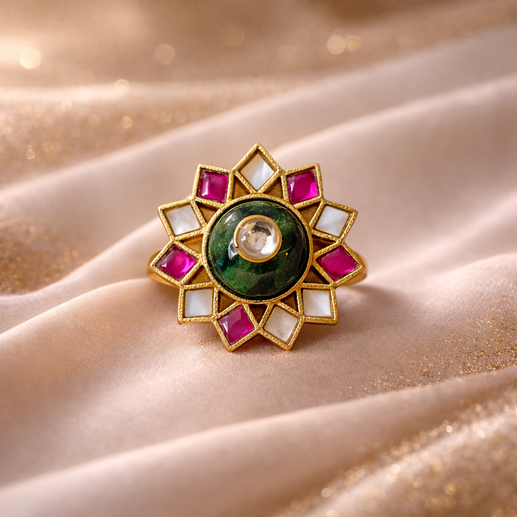 Pink & White Bloom Statement Ring