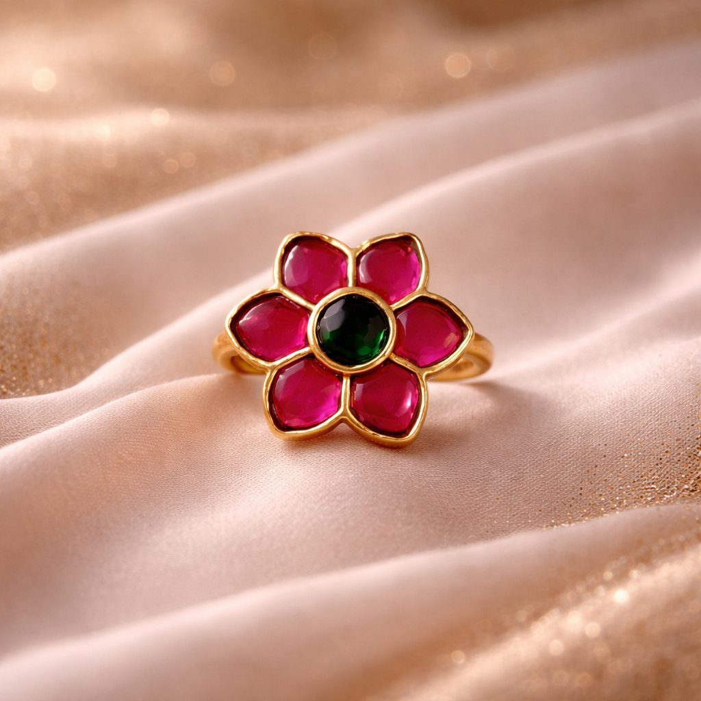 Gulbahar Bloom Kundan Ring