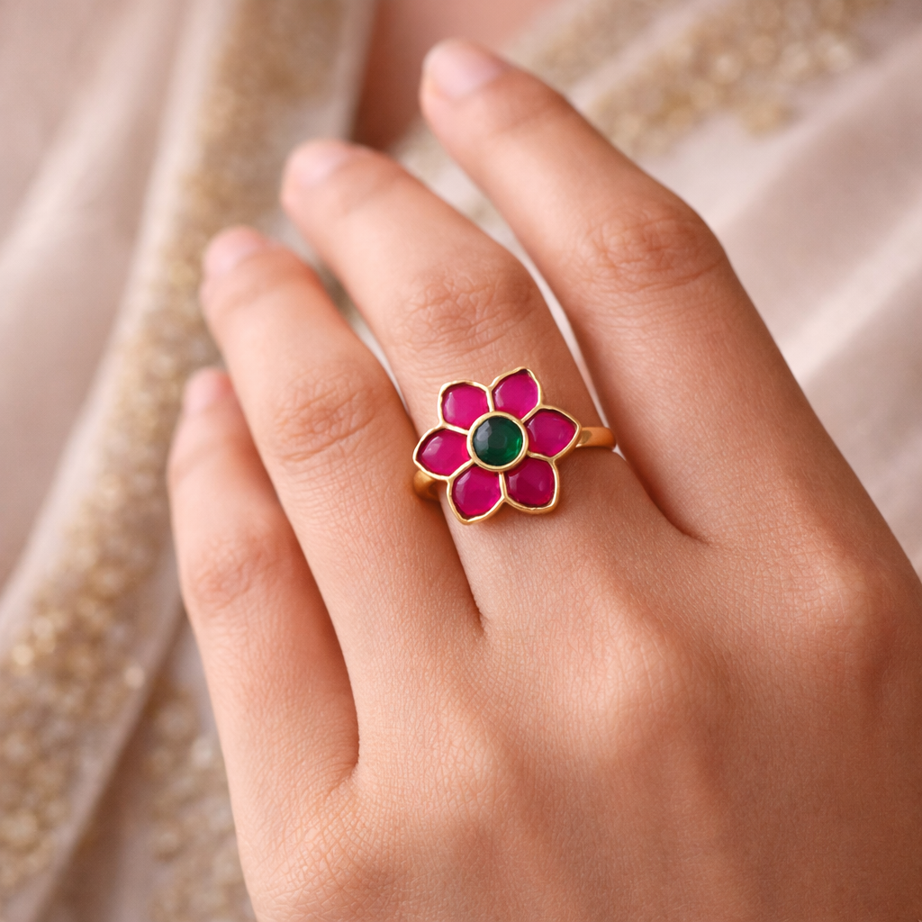 Gulbahar Bloom Kundan Ring