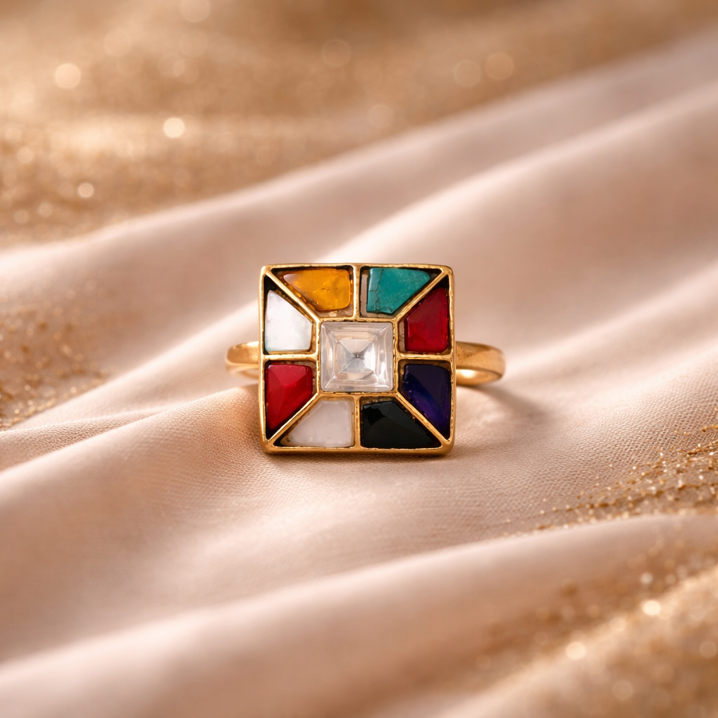 Navrang Prism Kundan Ring