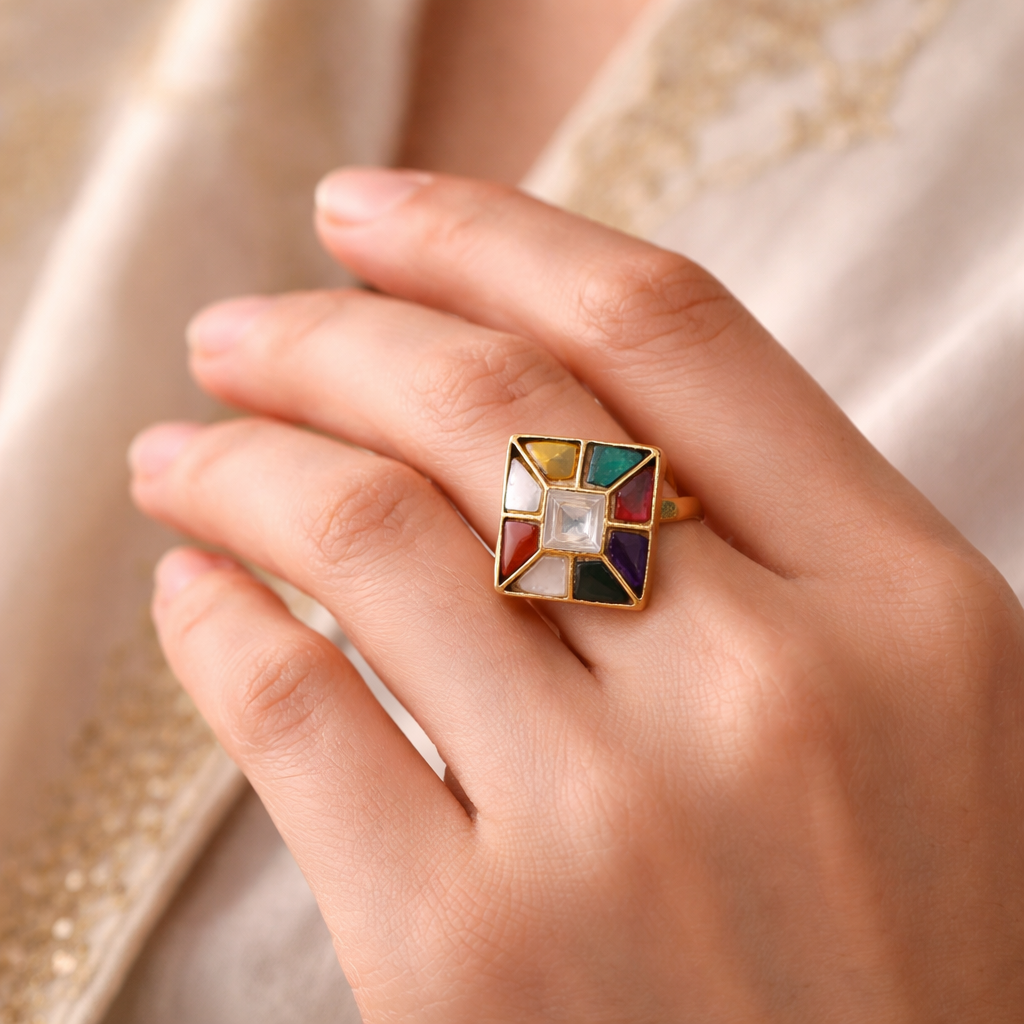 Navrang Prism Kundan Ring