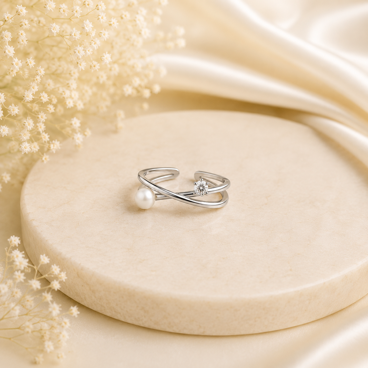 Pearl Whisper Adjustable Ring