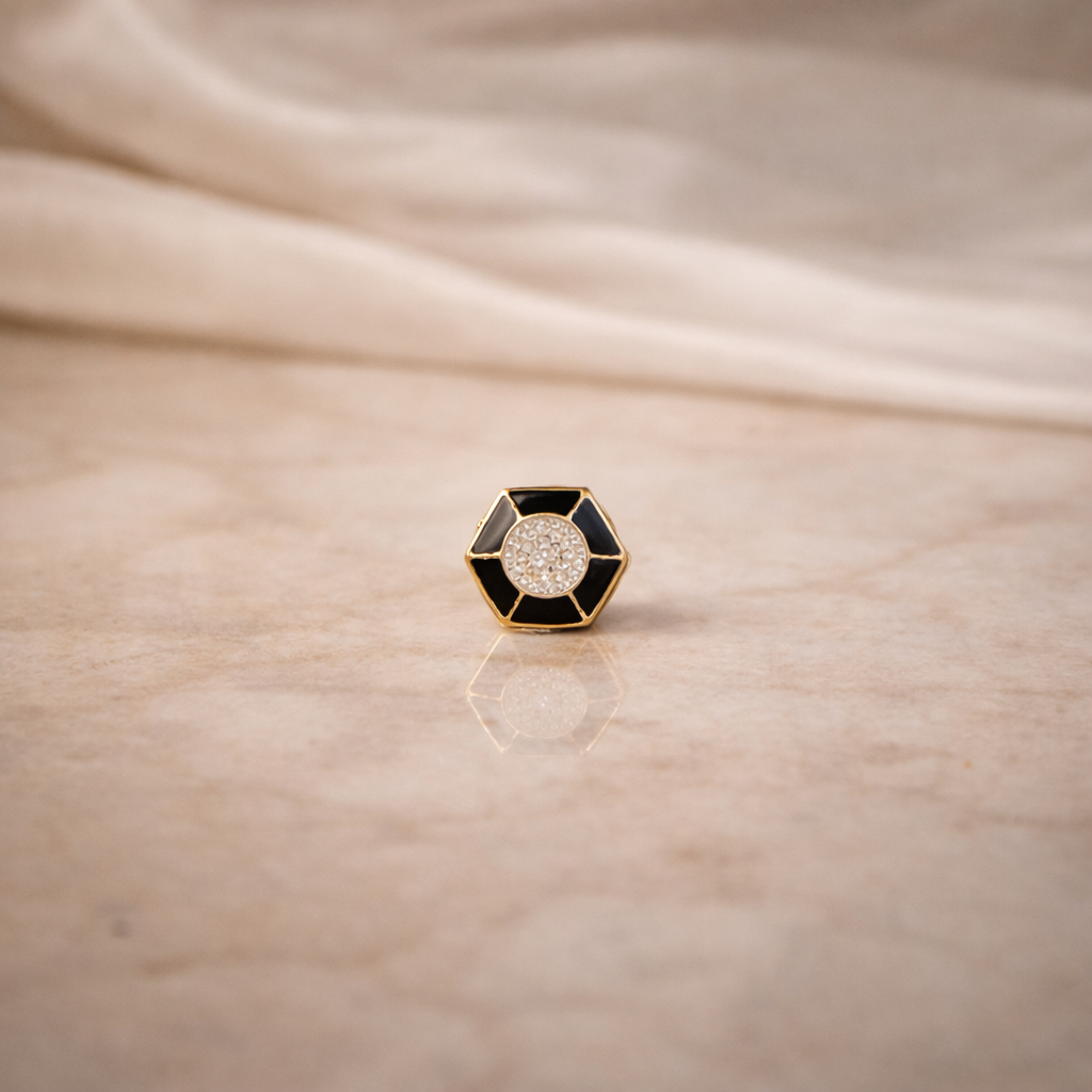 Noir Hexa Crystal Shirt Button