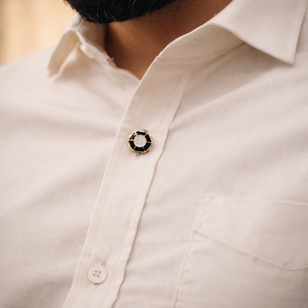 Noir Hexa Crystal Shirt Button