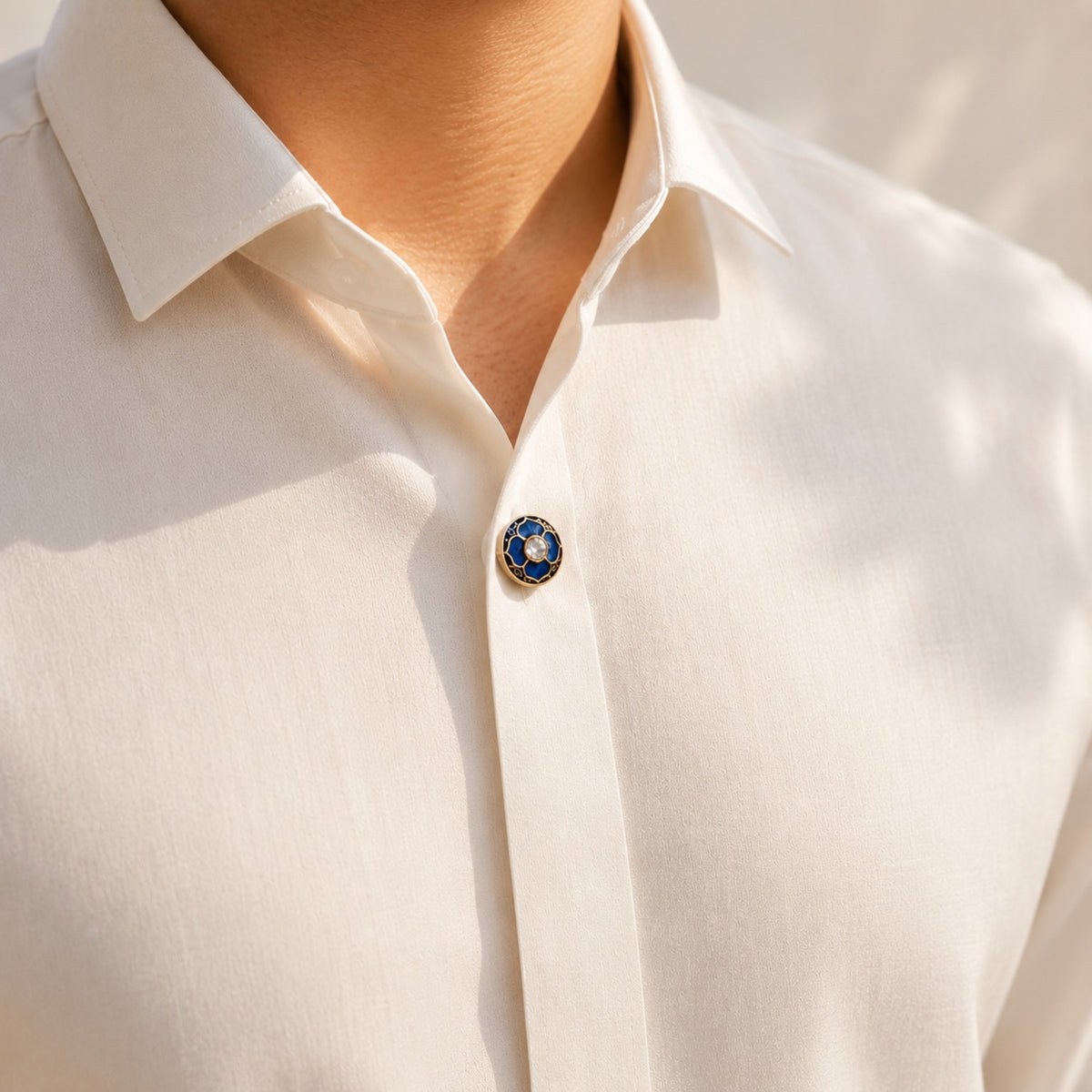 Blue Enamel Shirt Button